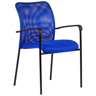 Konferenční židle Triton Black, černá konstrukce, modrý potah