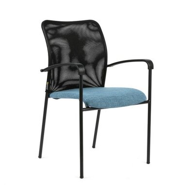 Konferenční židle Triton Black SL, černá konstrukce, modrý sedák