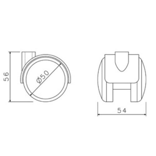 Kolečko pogumované s brzdou 50 mm (sada 5 ks) - 1