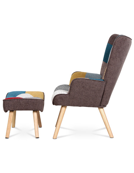 Křeslo ušák s taburetem AK-305 patchwork - 4