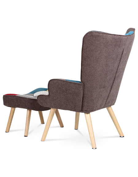 Křeslo ušák s taburetem AK-305 patchwork - 5