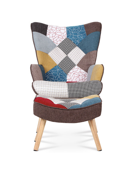 Křeslo ušák s taburetem AK-305 patchwork - 1