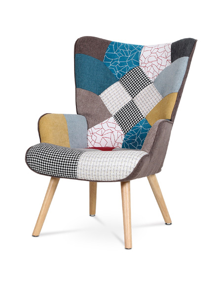 Křeslo ušák s taburetem AK-305 patchwork - 2
